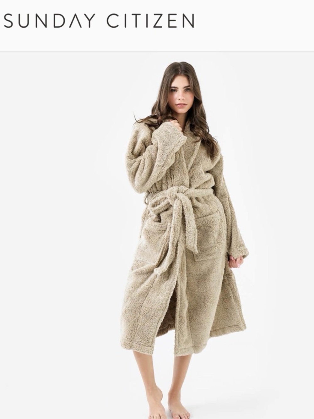 Sunday Citizen Plush Bath Robe S/M Women Color Bare MSRP $160